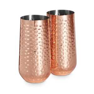 Copper Straight Cups Hammered Finish 2-Pack Insulated Drinking Cups Kitchen Use Modern Design - Product Image 4