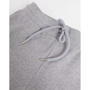 Shorts gris unis pour hommes avec cordon de serrage à la taille et poches, shorts décontractés en coton tricoté - Product Image 4
