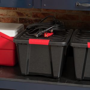 Bacs de rangement empilables en plastique de 32 Qt avec couvercles, lot de 4, sans BPA, organisateur de garage durable avec fermetures sécurisées - Product Image 3