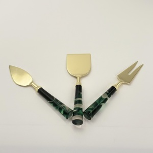 Amazing <b>Cheese</b> Slicer Round Resin Handle with Gold Plated Finish <b>Cheese</b> <b>Set</b> Stainless Steel for <b>Cheese</b> Pizza Slicer & Spreader - Product Image 5