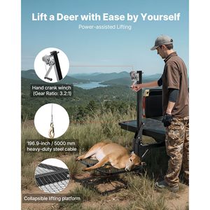 Sistema di Sollevamento per Cervi con Capacità di Carico di 300 Libbre, Piattaforma con Ricevitore da 2 Pollici, Verricello Girevole a 360 Gradi per Caccia - Product Image 6