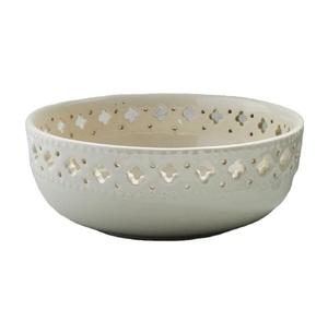 Tazón de cerámica blanco Aachari, cuencos de cerámica chapados, platos con personalización, utensilios de cocina hechos a mano con acabado brillante - Product Image 1