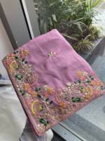 LD CREATION LJ-103 Blouse de sari indienne moderne pour femme, en soie douce, broderie florale riche, bordure réversible, été/hiver