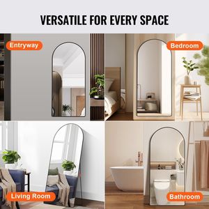 <b>Large</b> Free Standing Aluminum Alloy <b>Frame</b> 71 X 32 Arched Full Length Floor Mirror Hanging Wall Mounted Stand with Fr Design - Product Image 6