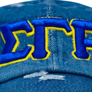 หมวกยีนส์ Sigma Gamma Rho ปักลายตามสั่ง หมวกเบสบอลผ้าฝ้าย ปรับขนาดได้ สวมใส่สบาย แฟชั่นสตรีทแวร์สำหรับชมรมกรีก - Product Image 6