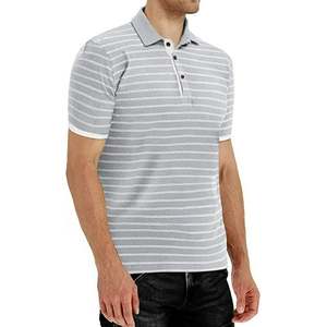 Camisas Polo a Rayas para Hombre, Diseño Casual y Ajustado, 50% Algodón/50% Poliéster, 220 GSM, con Logotipo Personalizado de Marca, Venta al Por Mayor OEM - Product Image 4