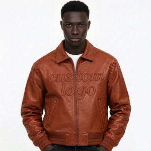 Veste universitaire en cuir personnalisée pour homme, blouson en cuir avec logo brodé, manches en mélange de laine et poignets côtelés - Product Image 4