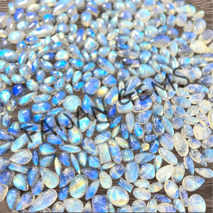 Cabujón de piedras preciosas sueltas de piedra lunar arcoíris blanco Natural, cabujón de cristal pulido de todos los tamaños para la fabricación de joyas - Product Image 3