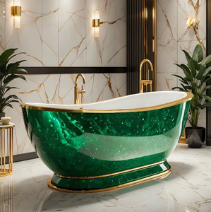 Baignoire ovale autoportante en or poli brillant avec intérieur blanc, disponible à prix de gros. - Product Image 6