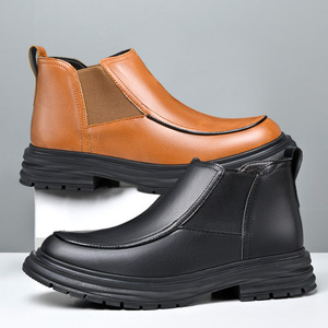Botas Martin de Estilo Británico para Hombre, de Caña Alta, con Suela Gruesa, Modernas, Combinables con Todo, de Cuero, para Invierno - Product Image 1