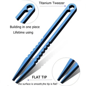 1pc <b>Mini</b> Titanium Alloy Tweezers Kit for Outdoor Travel Industrial Titanium Tweezers for EDC and Multipurpose Use TC4 Titanium - Product Image 2