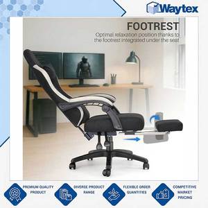 Chaise de bureau ergonomique de style racing OKTOS en tissu microfibre doux de qualité professionnelle avec repose-pieds rétractable à bas prix - Product Image 2