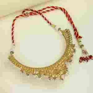 Luxury Tridha Jali Work Necklace 925 <b>Silver</b> Gold Plated Traditional Wedding <b>Choker</b> Jewelry for Women - Product Image 3