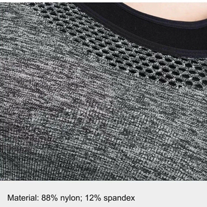 Ensemble de yoga sans couture taille haute col en V, crop top et leggings 2 pièces gris/noir uni en Spandex Polyester avec bretelles ajustables pleine longueur - Product Image 6