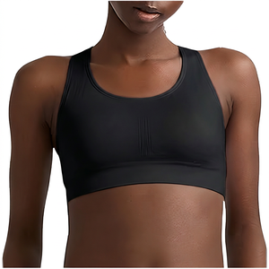 Sujetador deportivo Racerback para mujer, soporte medio, transpirable, color blanco sólido, ropa deportiva para yoga - Product Image 6