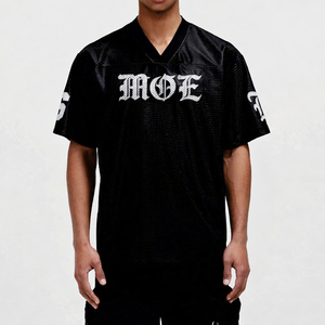 Camiseta de fútbol americano de malla para hombre, estilo urbano, a la moda 2026, cuello en V, transpirable, deportiva, con número personalizado, pedidos al por mayor OEM - Product Image 4