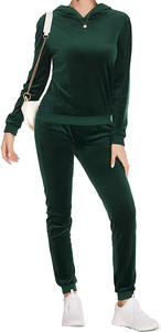 Ensemble de survêtement en velours Y2K personnalisé, deux pièces, broderie, pantalon évasé, sweat à capuche court, ensemble pull-over, survêtement en velours orné de strass pour femmes - Product Image 4