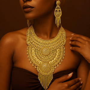 Wholesale 14K 18K 24K Gold Filled Traditional Dubai Style Heavy Necklaces Set Fashion Jewelry Turkish Design Bridal Jewelry Set - Product Image 2