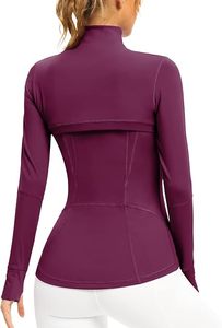 Chaqueta Deportiva Morada de Manga Larga con Media Cremallera para Mujer, Transpirable, de Spandex y Poliéster, Color Sólido, Corte Regular, con Bolsillos - Product Image 4