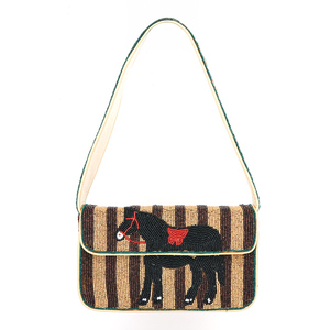 Bolso de Mano de Lujo para Mujer, Hecho a Mano, de Algodón Suave, con Cuentas de Vidrio Multicolores, Diseño de Caballo, Regalo Elegante - Product Image 1