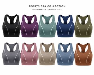 HMA SPORTS APPAREL Women's Navy <b>Blue</b> Racerback Sports <b>Bra</b> High Support Seamless Breathable Mesh Panels Eco-Friendly Quick Dry - Product Image 6