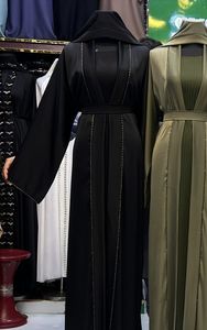 Wholesale Umbrella Abaya Stone Work Handmade Sequined Arabic Dubai Style Full Flare Nida Fabric Evening Party Dress - Product Image 5