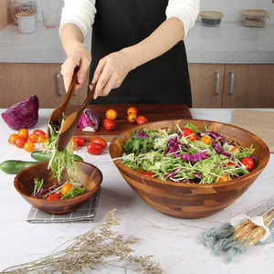 Bol en bois élégant de qualité durable, parfait pour la cuisine et la préparation des salades, disponible en grande quantité depuis l'Inde - Product Image 4