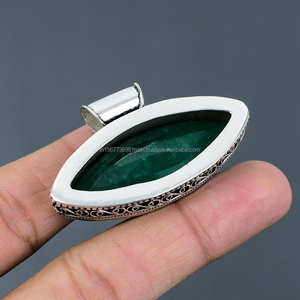 Colgante de Plata de Ley 925, colgante de piedras preciosas reales, colgante hecho a mano, regalo para novia, hermosa joyería de Esmeralda - Product Image 5