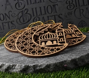 Adornos Colgantes de Madera con Corte Láser de Luna Creciente y Mezquita para Decoración de Ramadán y Eid, Venta al Por Mayor - Product Image 2