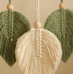 Designer Leaf Pattern Macrame Wall Hanging Shelf Suitable For Photo Display Frames And <b>Small</b> Art Pieces Wholesale From India - Product Image 6