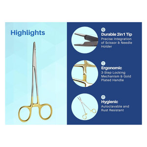 Olsen Hegar Needle Holder Needle <b>Driver</b> with Scissors Cutting Edges Scissor Clamp Forceps with Tungsten Carbide Ophthalmic - Product Image 6