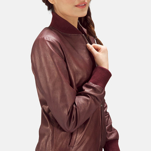 Women's Modern Style Slim Fit Sheep Skin Bomber <b>Jacket</b> Fashionable Breathable <b>Leather</b> Women's <b>Jackets</b> - Product Image 4
