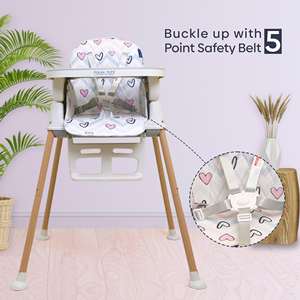 Chaise haute convertible 4 en 1 Polka Tots Grow & Glide Design Heart-(Rose) - Product Image 6