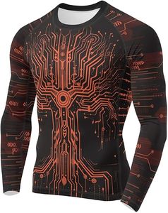Custom Printed Long Sleeve Rash Guard <b>Compression</b> <b>Shirt</b> <b>for</b> <b>Men</b> with Circuit Design Full Sleeve Quick Dry - Product Image 2