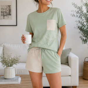 Ensembles de t-shirts et shorts pour femmes en marque privée, impression de logo personnalisée, faible MOQ, ensemble 2 pièces, coton, ensembles pour femmes - Product Image 3