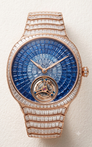 นาฬิกา H. Moser & Cie. รุ่น Streamliner Tourbillon หน้าปัดสีน้ำเงิน ประดับเพชรที่ขอบตัวเรือน พร้อมระบบแสดงผลแบบอนาล็อก และตัวล็อคแบบ Deployment Clasp - Product Image 5