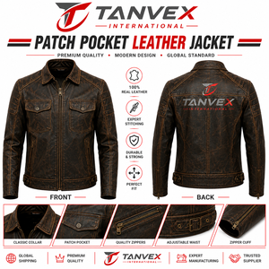 เสื้อแจ็คเก็ตบอมเบอร์หนังแท้สำหรับผู้ชาย TANVEX คอตั้ง สไตล์นักขี่มอเตอร์ไซค์ ปิดด้วยซิป ทนทาน กระชับพอดีตัว เหมาะสำหรับใส่ในฤดูใบไม้ร่วง - Product Image 2