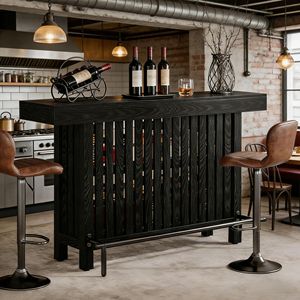 Modern 2-Tier Home <b>Bar</b> Unit Stylish <b>Bar</b> <b>Table</b> with Footrest - Product Image 3