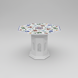 Isla Iluminada de Lujo con Incrustaciones de Mármol, Resina Natural Hecha a Mano, Superficie Ecológica con Diseño Floral - Product Image 1