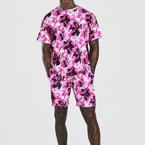 <b>Men</b> Camouflage <b>Print</b> Quick Dry <b>Shorts</b> Set Crew Neck <b>Short</b> Sleeve Loose Fit Streetwear Summer Lightweight Polyester Sportswear - Product Image 2