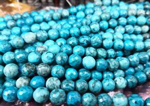 ลูกปัดอะพาไทต์สีน้ำเงินทรงกลมเหลี่ยมเพชรพลอย หินธรรมชาติ สำหรับทำเครื่องประดับ DIY - Product Image 4