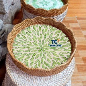 ถาดหวายมุกธรรมชาติ ของตกแต่งบ้าน สำหรับการจัดจำหน่ายระหว่างประเทศระยะยาว ถาดเสิร์ฟหวาย - Product Image 1