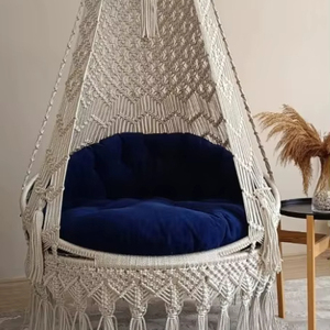 Cream Cotton Macrame <b>Swing</b>, Hanging Chair, Hängesessel, <b>Swing</b> Chair, Macrame Rocking <b>Swing</b> Chair, hanging chair indoor - Product Image 1