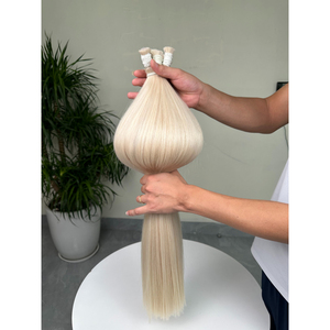 Extensiones de Cabello Rubio Platino al por Mayor, Cabello Humano Virgen Vietnamita Liso Extremo de Doble Trama 613 al por Mayor - Product Image 4