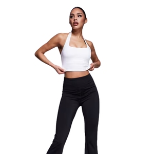 New Sleeveless <b>Backless</b> Off-the-Shoulder Sweat-Wicking Workout Crop <b>Top</b> for Women Waist Contouring Spandex/Nylon 220g Fabric - Product Image 2