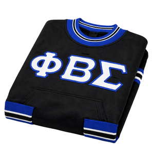 Sweat-shirt à col rond en chenille noire Phi Beta Sigma, vêtements de fraternité grecque avec un design chenille classique, confort et style - Product Image 6