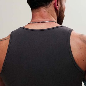 Débardeur personnalisé pour homme avec logo, col rond, couleur unie, respirant, tricoté, pour l'entraînement, vêtement de fitness décontracté - Product Image 3