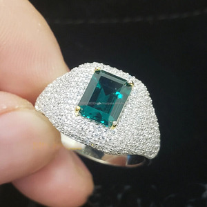 Hip Hop Style 925 Sterling <b>Silver</b> Rhodium Plated Cluster Engagement <b>Ring</b> with <b>Emerald</b> Cut Prong Setting for Anniversary Gifts - Product Image 4