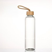 Botella de Vidrio Transparente Resistente al Calor y a Fugas con Logotipo Personalizado, Tapa de Bambú y Tapa de Acero Inoxidable, Vaso Portátil para Beber