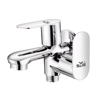 Robinet mural double sortie en laiton chromé de qualité supérieure pour salle de bain et jardin